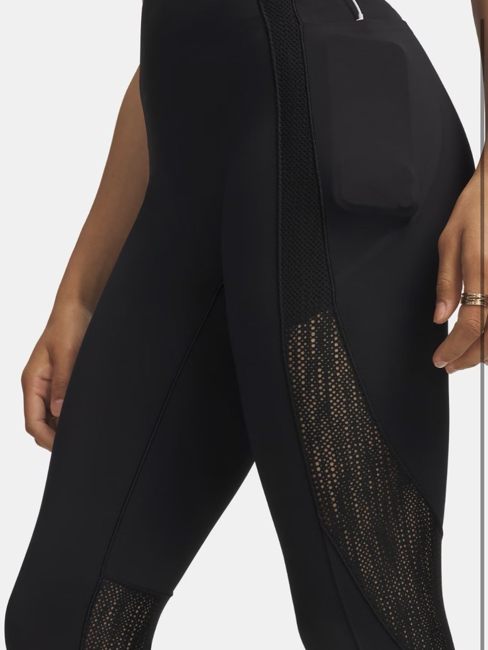 Under Armour Black Mesh-Panel Training Leggings